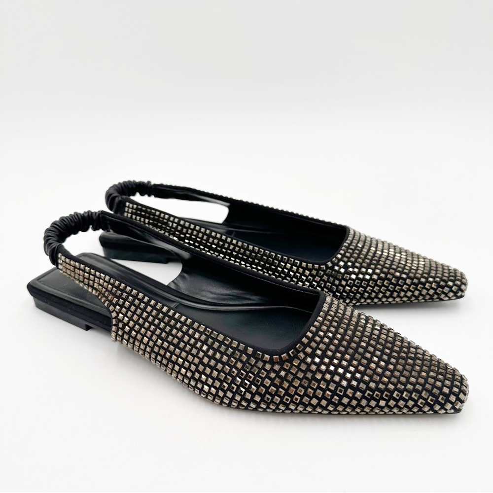 Zara Black Sparkly Slingback Flats